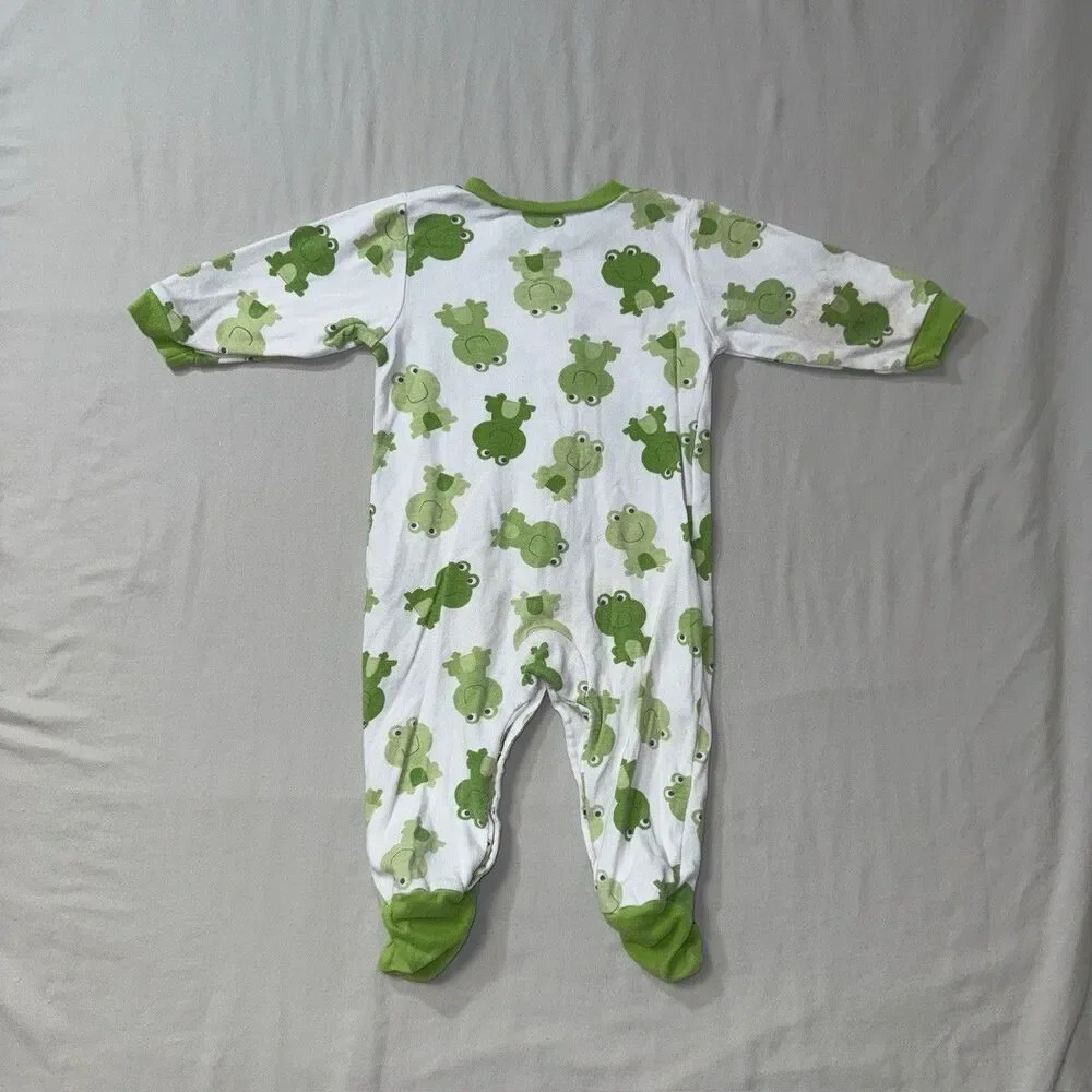 Frog Sleeper Baby Girls 9 Months Green Footed  Long Sleeves Snap Unisex